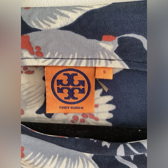 Tory Burch Womens Long Sleeve Dress Size S Navy and Grey Flowers Print - Picture 6 of 10